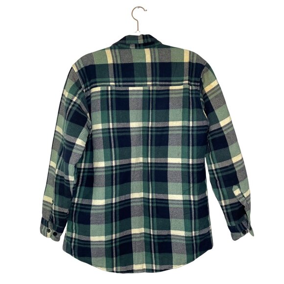 Vintage Ozark Trail Plaid Shirt Size Medium Jacket Quilted Green Navy Shacket - Picture 5 of 8